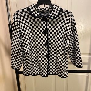 Cropped checkerboard cardigan